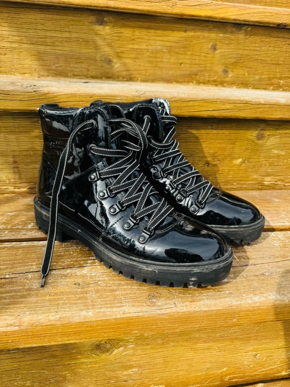 Brand new Cougar patent lace up boots. Never worn, my loss = your DEAL! 🥳